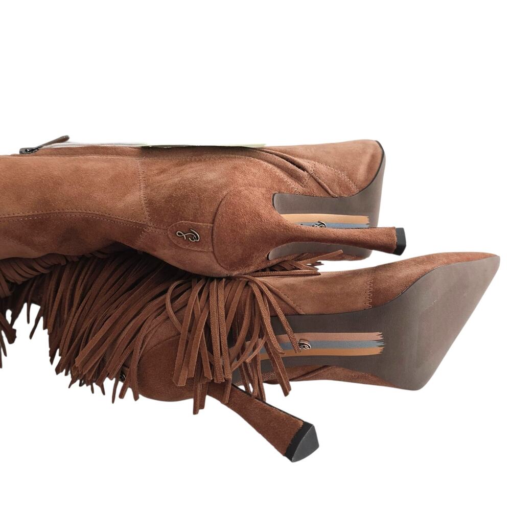 Sam Edelman Cognac Brown Patchwork Suede Leather … - image 4